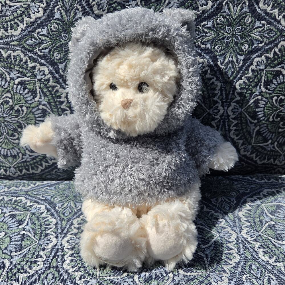 Bukowski Bears Lucas Plush White Teddy Bear Grey Fleece Hoodie 30cm Sweden